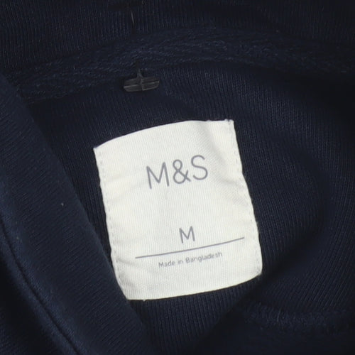 Marks and Spencer Men's Blue White Brown 1/2 Zip Sweatshirt M