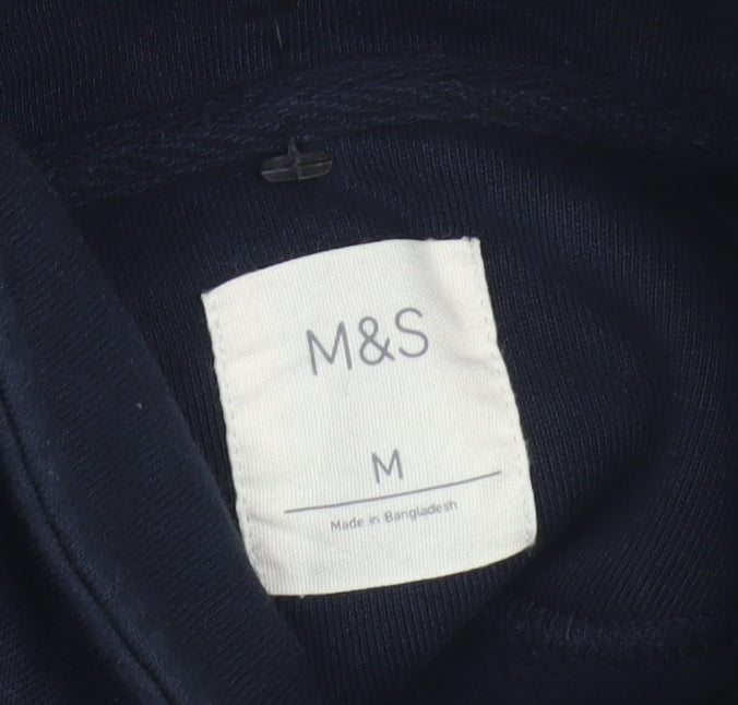 Marks and Spencer Men's Blue White Brown 1/2 Zip Sweatshirt M