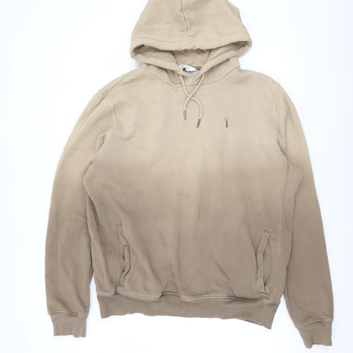 Next Men's Beige Pullover Hoodie M Regular Fit Fleece Sweatshirt