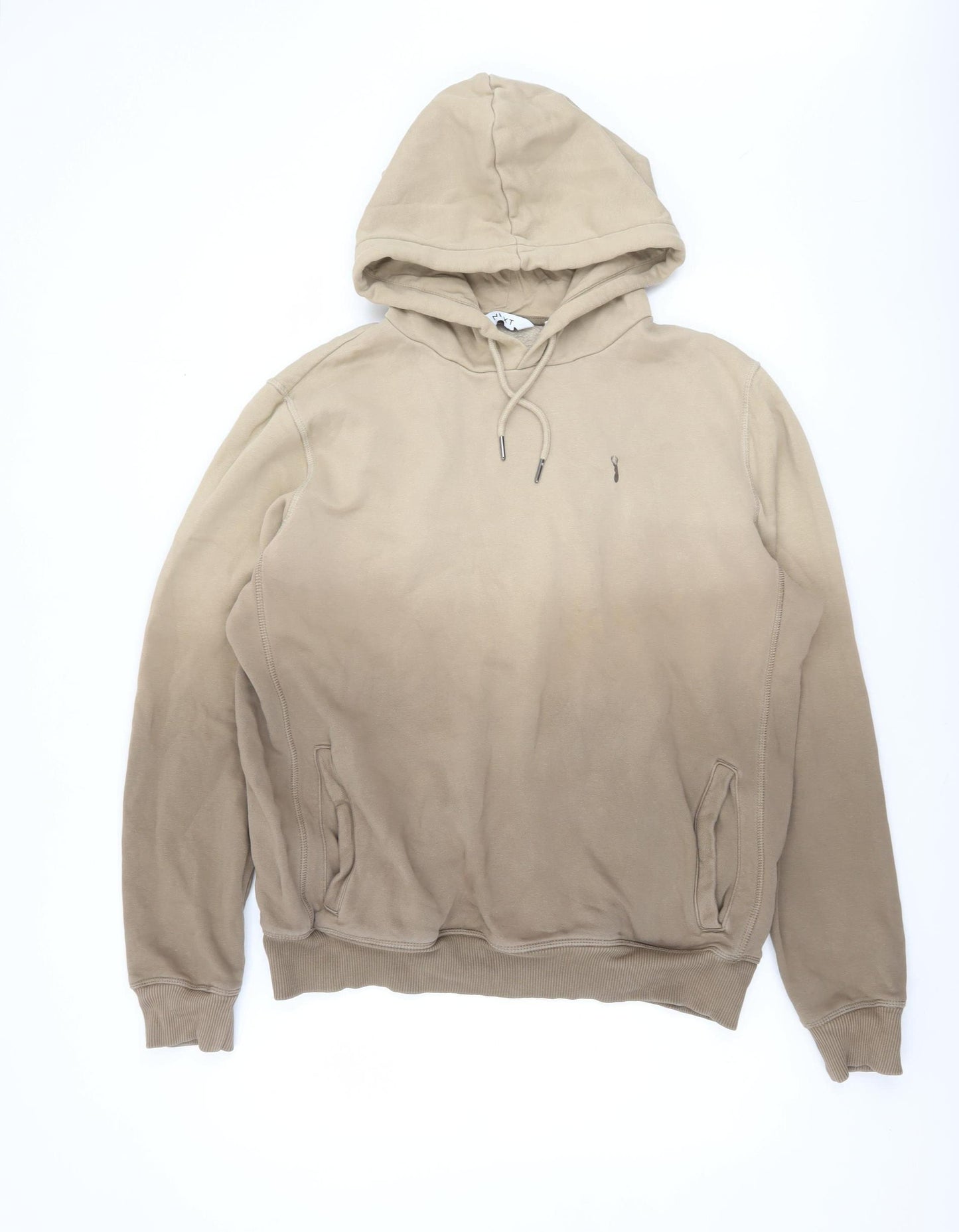 Next Men's Beige Pullover Hoodie M Regular Fit Fleece Sweatshirt