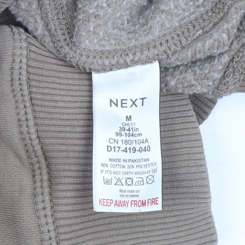 Next Men's Beige Pullover Hoodie M Regular Fit Fleece Sweatshirt