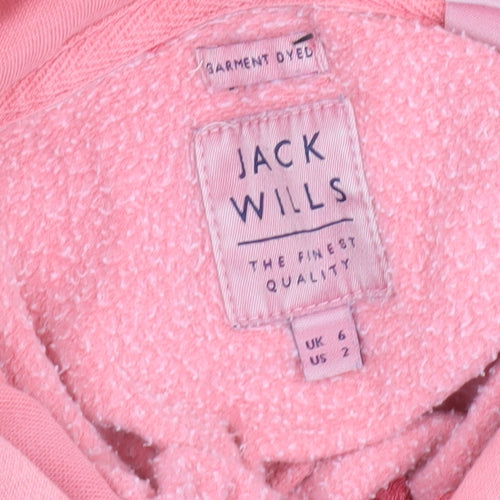 Jack Wills Womens Pink Hooded Pullover Hoodie UK 6 Cotton Blend Casual