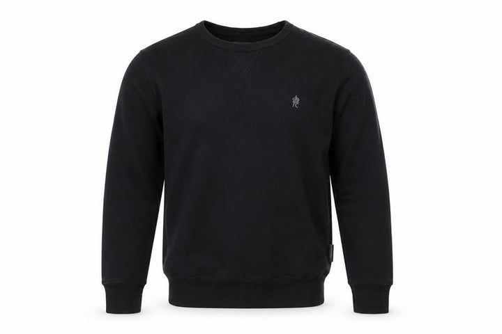 French Connection Men's Black Small Crew Neck Cotton Sweatshirt