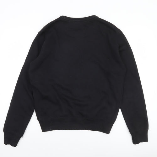 French Connection Men's Black Small Crew Neck Cotton Sweatshirt