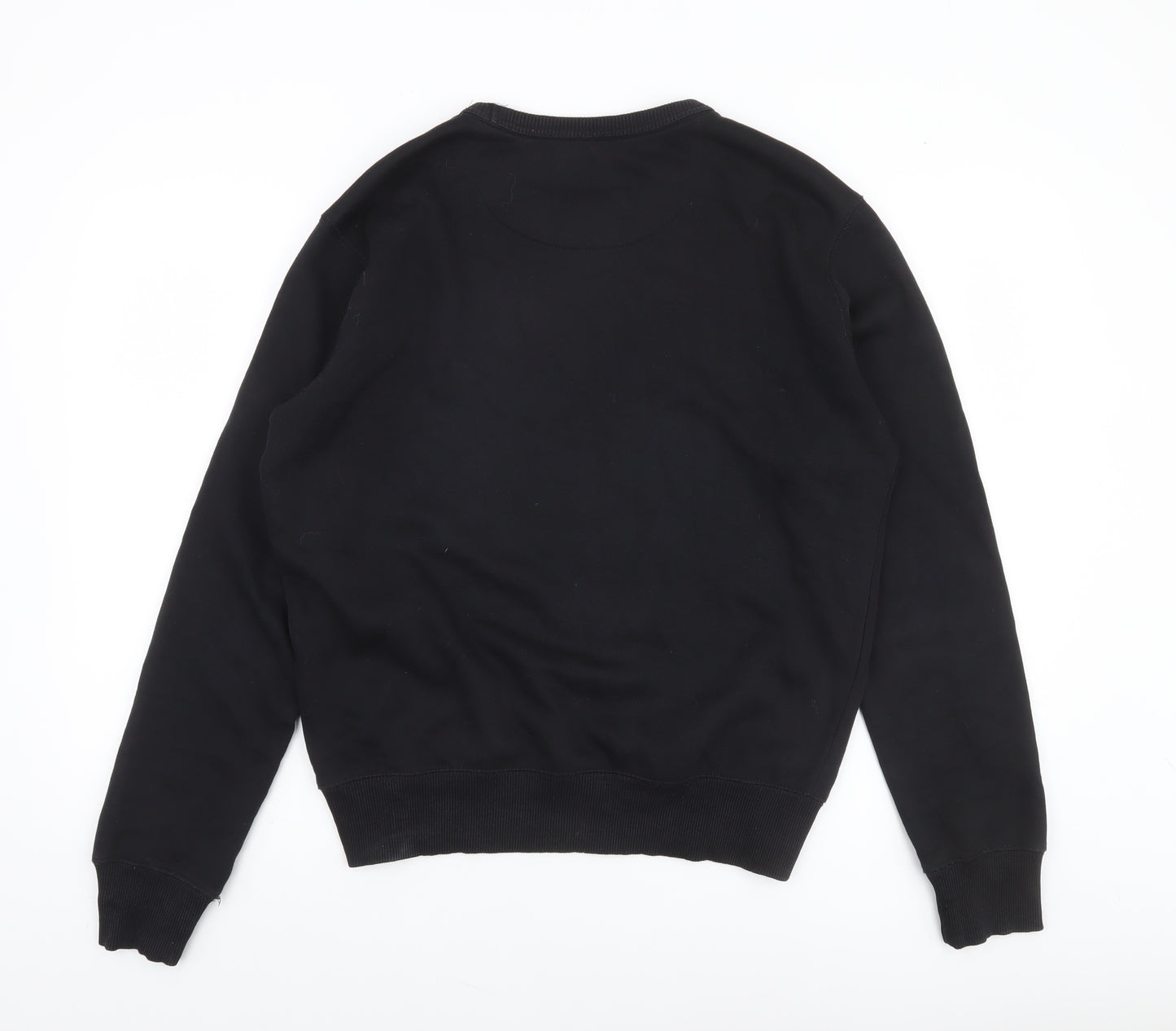 French Connection Men's Black Small Crew Neck Cotton Sweatshirt