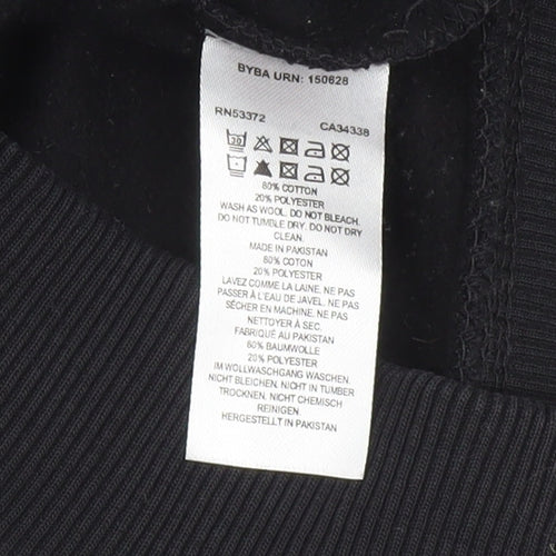 French Connection Men's Black Small Crew Neck Cotton Sweatshirt