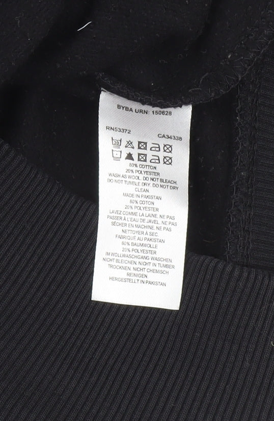 French Connection Men's Black Small Crew Neck Cotton Sweatshirt