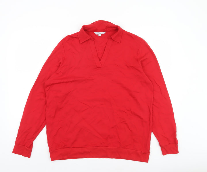 Next Women Red Henley Sweatshirt UK 16 Cotton Modal Blend