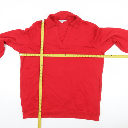 Next Women Red Henley Sweatshirt UK 16 Cotton Modal Blend