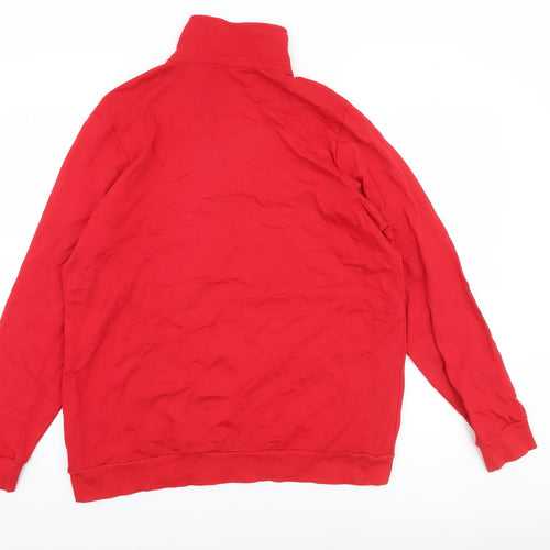 Next Women Red Henley Sweatshirt UK 16 Cotton Modal Blend