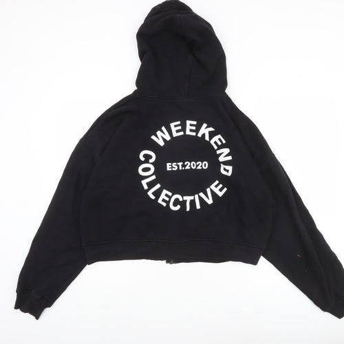 ASOS Weekend Collective Women's Black Full Zip Hoodie Size 12