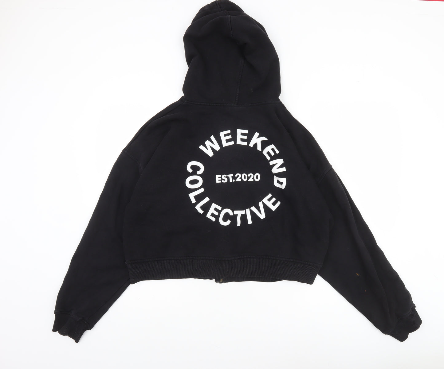 ASOS Weekend Collective Women's Black Full Zip Hoodie Size 12