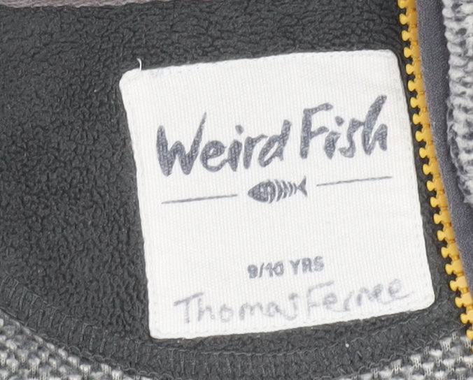 Weird Fish Boys Grey Full Zip Hoodie 9-10 Years Polyester Fleece Jacket