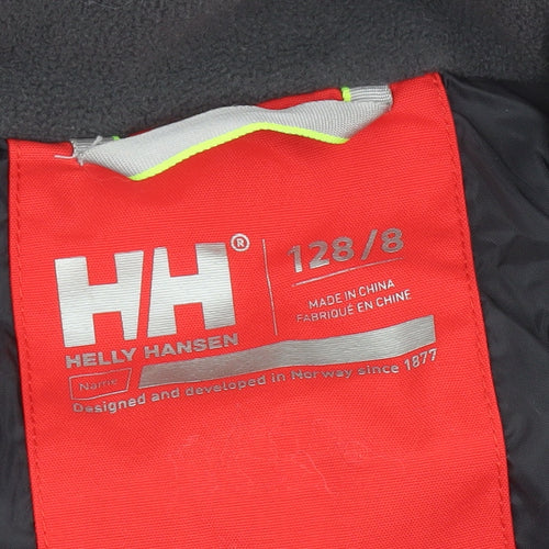 Helly Hansen Boys Red Waterproof Ski Jacket 8 Years Hooded Winter Coat