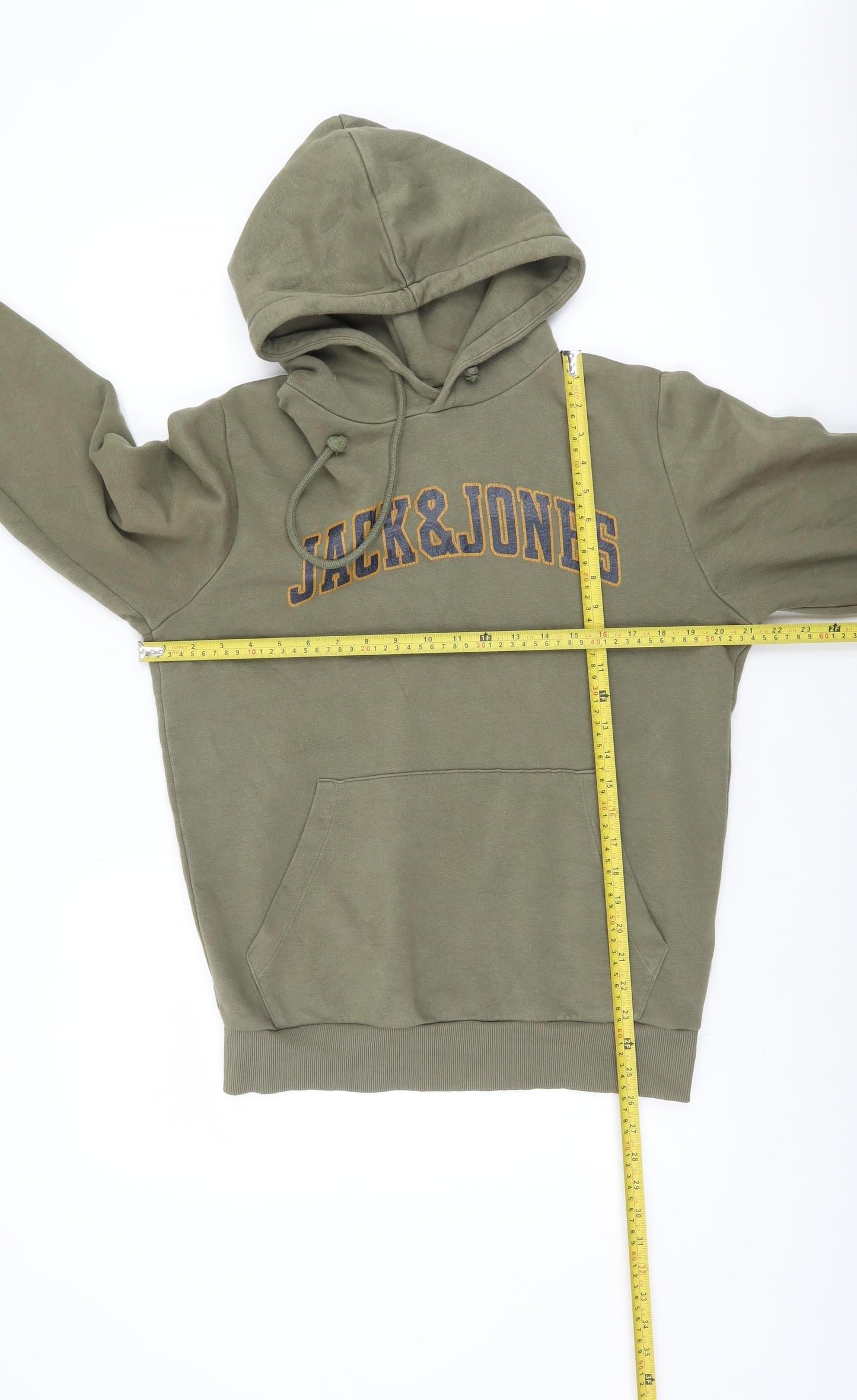 Jack & Jones Men's Green Small Pullover Hoodie with Logo Print