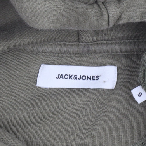Jack & Jones Men's Green Small Pullover Hoodie with Logo Print
