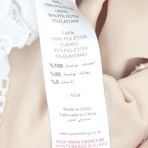 Quiz Women’s Beige & White Lace Hi-Low Halter Midi Dress UK 10