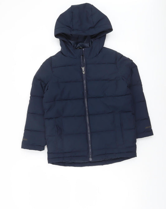 TOG24 Boys Blue Hooded Puffer Jacket 8-9 Years Warm Lined Winter Coat