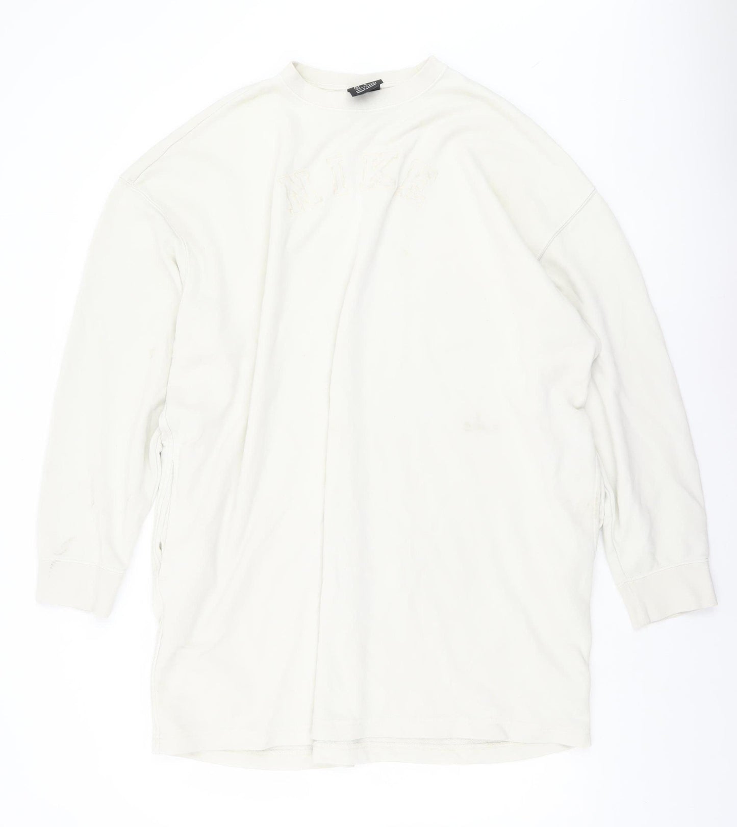 Nike Women White XL Pullover Sweatshirt Long Sleeve Relaxed Fit