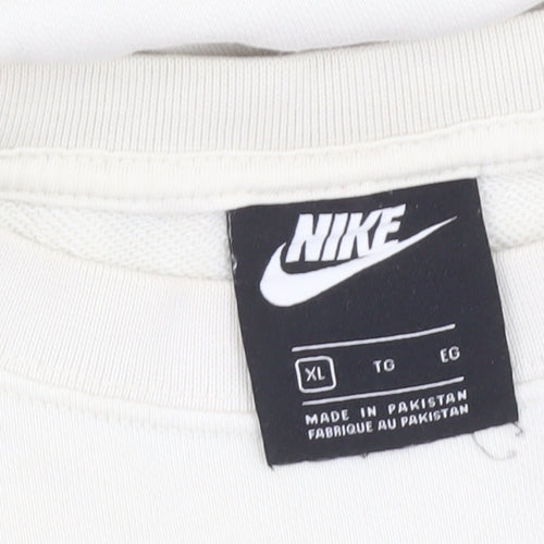 Nike Women White XL Pullover Sweatshirt Long Sleeve Relaxed Fit