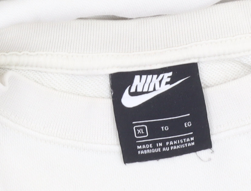 Nike Women White XL Pullover Sweatshirt Long Sleeve Relaxed Fit