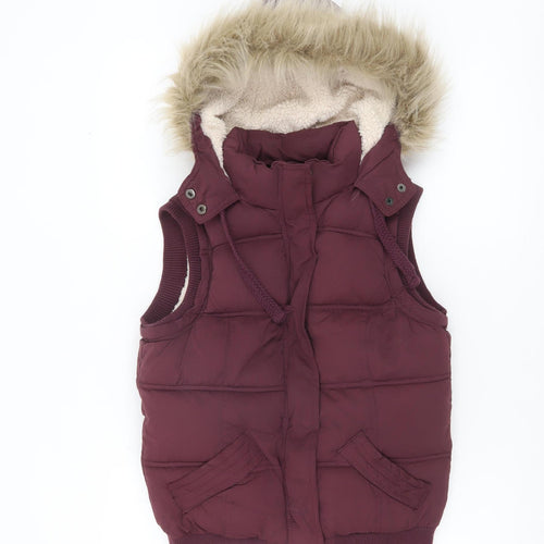 New Look Women’s Purple Puffer Hooded Waistcoat Size 10