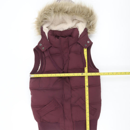 New Look Women’s Purple Puffer Hooded Waistcoat Size 10