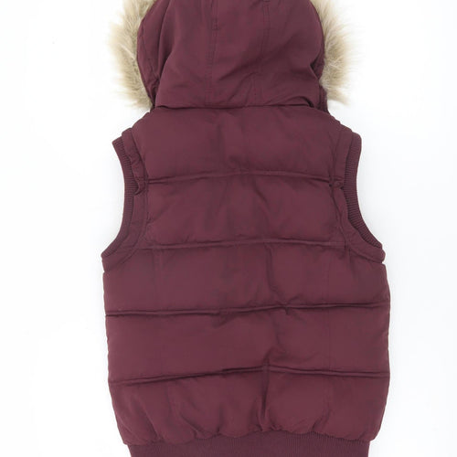 New Look Women’s Purple Puffer Hooded Waistcoat Size 10