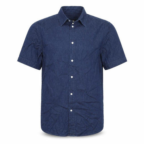 H&M Men’s Blue Cotton Short Sleeve Button-Up Shirt XS