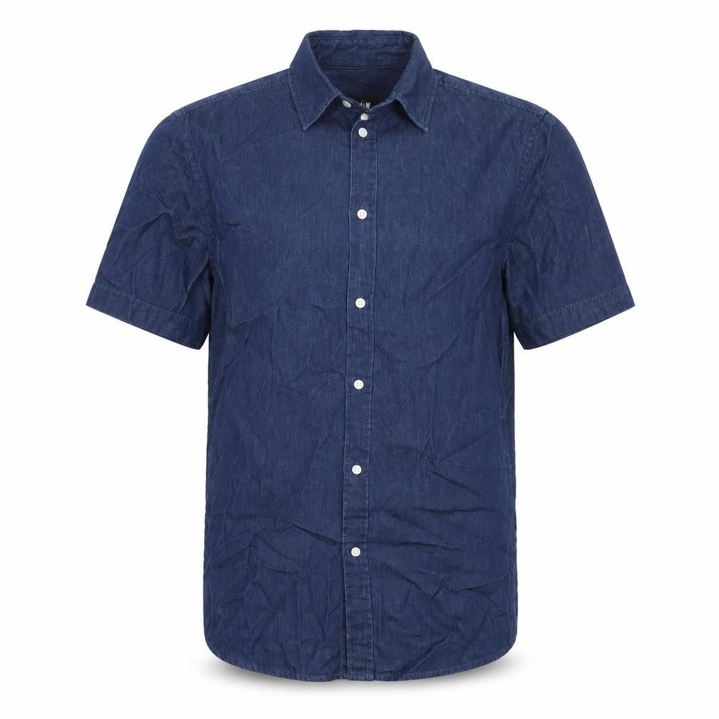 H&M Men’s Blue Cotton Short Sleeve Button-Up Shirt XS