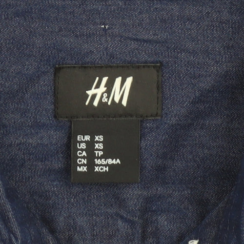 H&M Men’s Blue Cotton Short Sleeve Button-Up Shirt XS