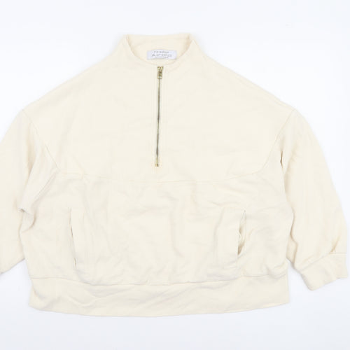 Primark Women’s Beige 1/4 Zip Pullover Sweatshirt Size 2XL Cotton Blend