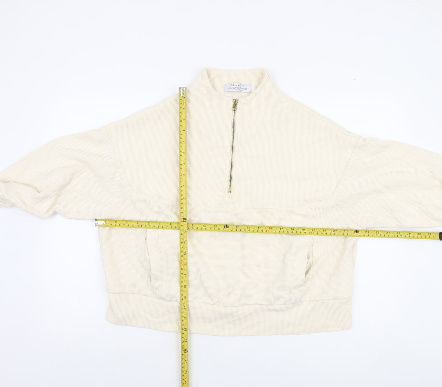 Primark Women’s Beige 1/4 Zip Pullover Sweatshirt Size 2XL Cotton Blend