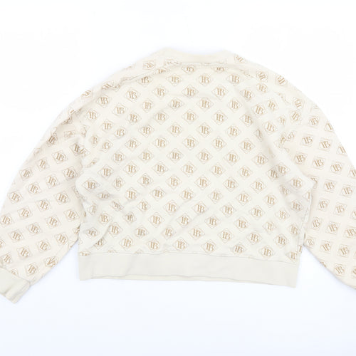 Pull & Bear Women’s Beige Logo Print Pullover Sweatshirt XS
