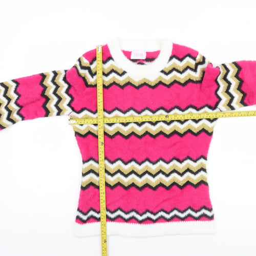 Savida Women's Multicoloured Zigzag Knit Crew Neck Jumper Size 10