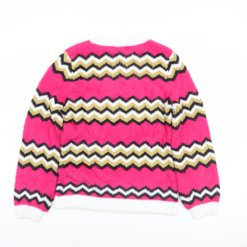 Savida Women's Multicoloured Zigzag Knit Crew Neck Jumper Size 10