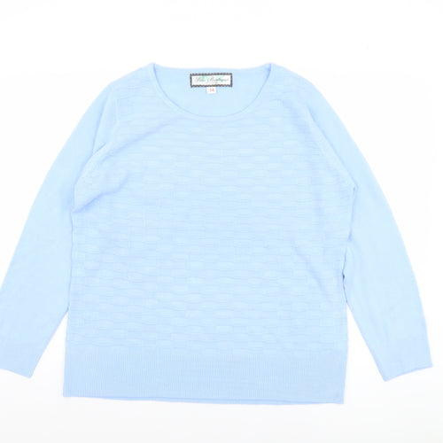 Paco Boutique Women Blue Size 14 Crew Neck Long Sleeve Acrylic Jumper