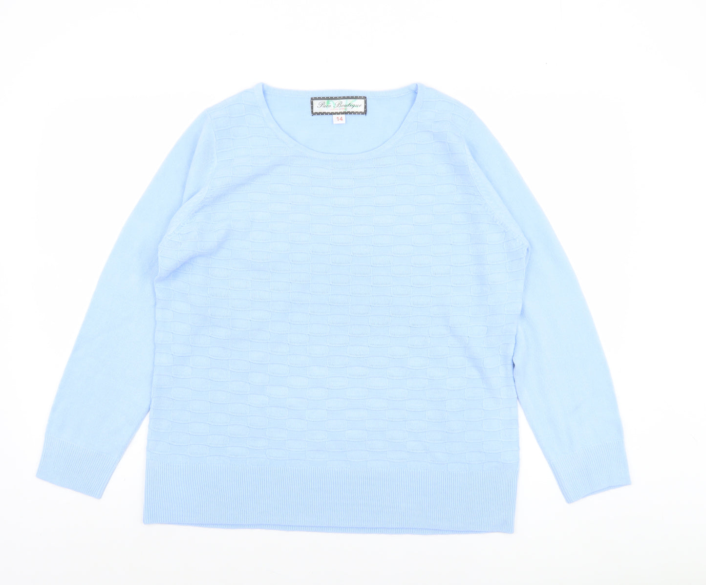 Paco Boutique Women Blue Size 14 Crew Neck Long Sleeve Acrylic Jumper