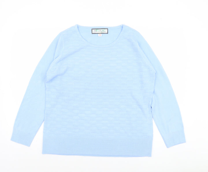 Paco Boutique Women Blue Size 14 Crew Neck Long Sleeve Acrylic Jumper
