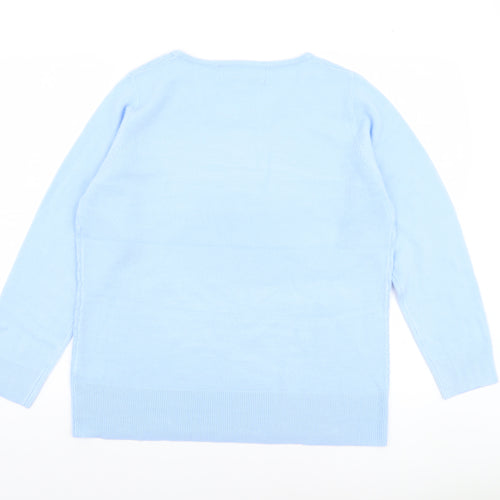 Paco Boutique Women Blue Size 14 Crew Neck Long Sleeve Acrylic Jumper
