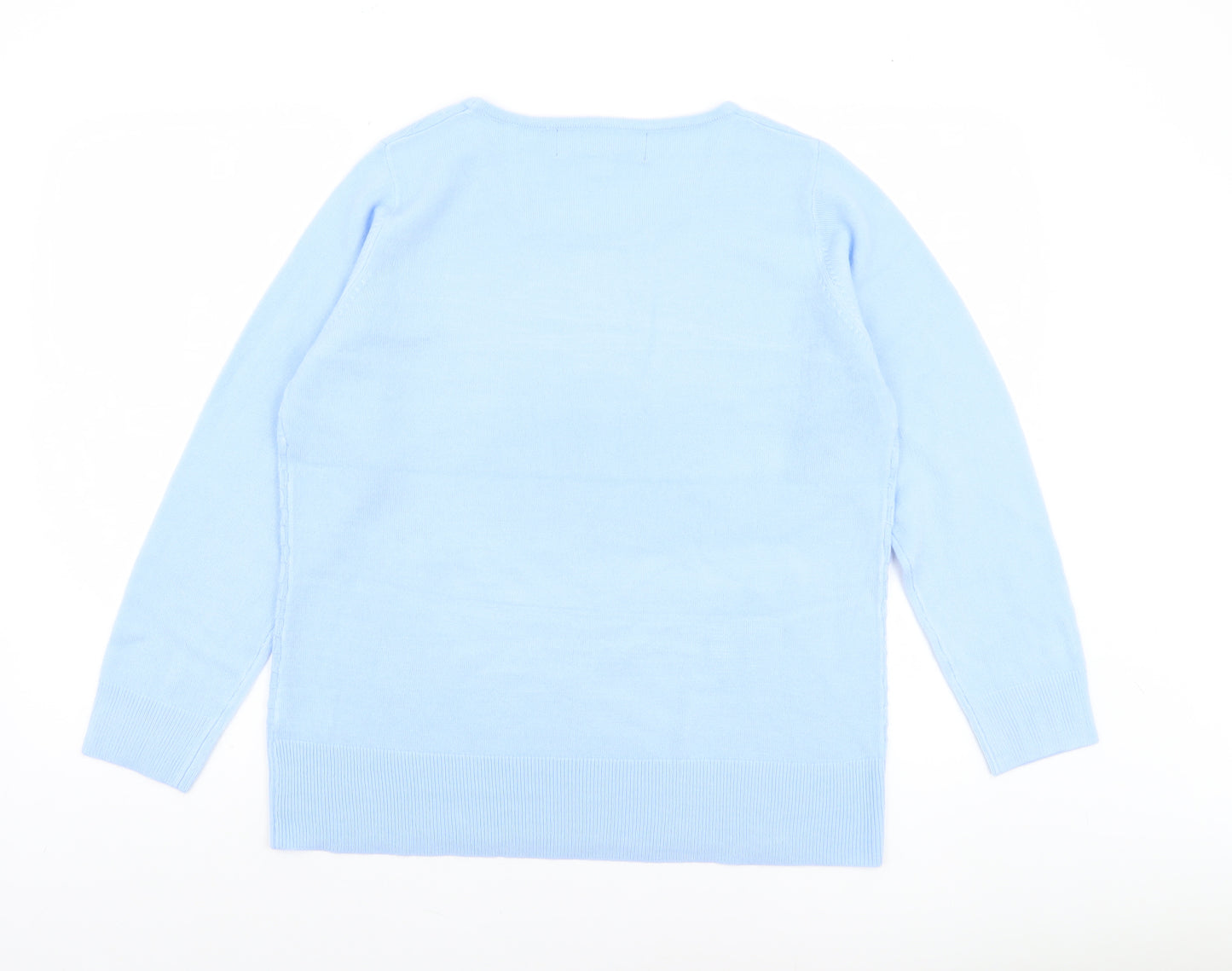 Paco Boutique Women Blue Size 14 Crew Neck Long Sleeve Acrylic Jumper