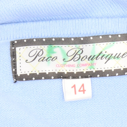 Paco Boutique Women Blue Size 14 Crew Neck Long Sleeve Acrylic Jumper