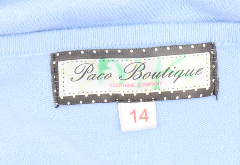 Paco Boutique Women Blue Size 14 Crew Neck Long Sleeve Acrylic Jumper