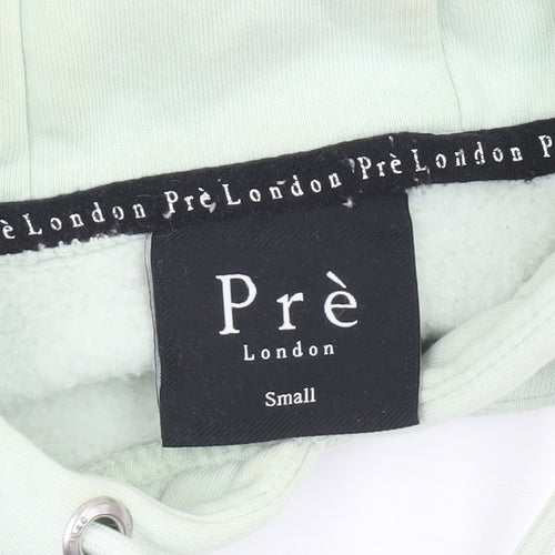 Prè London Men's Green Small Pullover Hoodie Fleece Cotton Blend