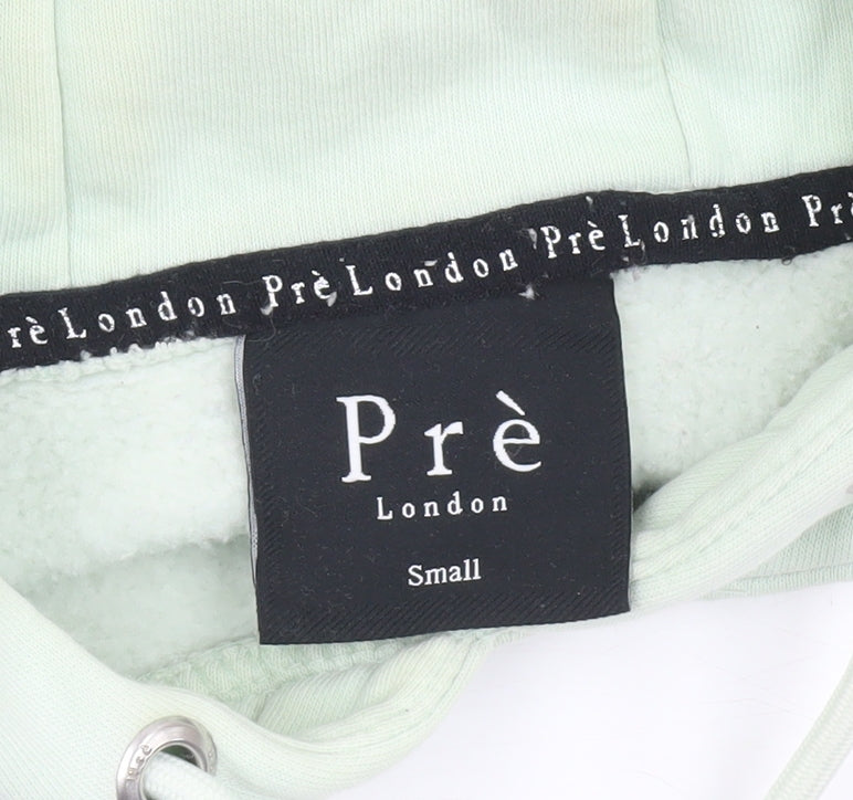 Prè London Men's Green Small Pullover Hoodie Fleece Cotton Blend