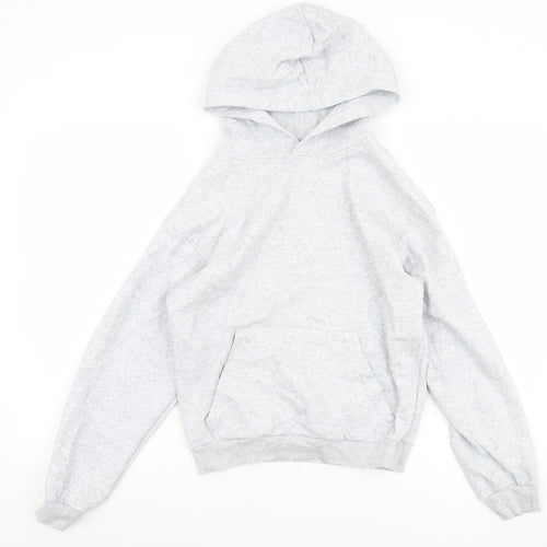 H&M Girls Grey Pullover Hoodie 11-12 Years Cotton Blend Fleece