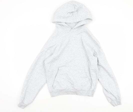 H&M Girls Grey Pullover Hoodie 11-12 Years Cotton Blend Fleece