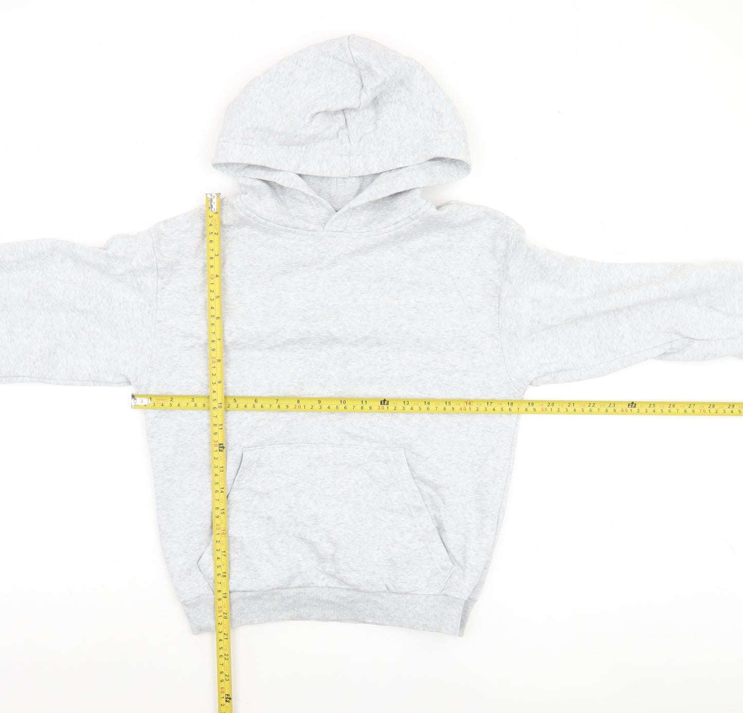 H&M Girls Grey Pullover Hoodie 11-12 Years Cotton Blend Fleece