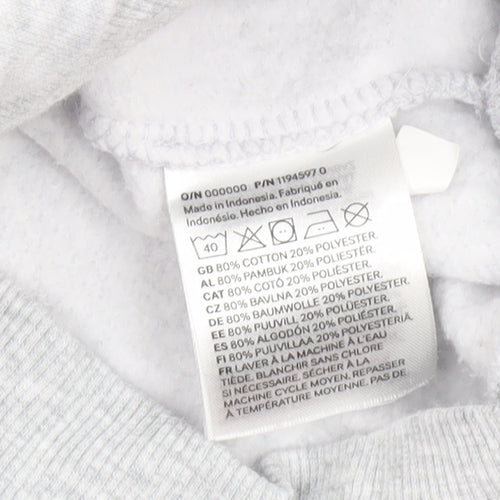 H&M Girls Grey Pullover Hoodie 11-12 Years Cotton Blend Fleece