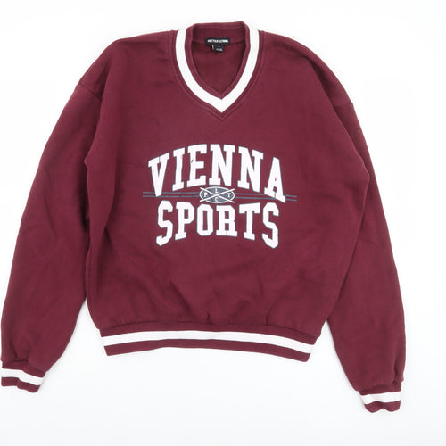 PrettyLittleThing Womens Burgundy Vienna Sports Sweatshirt Size S